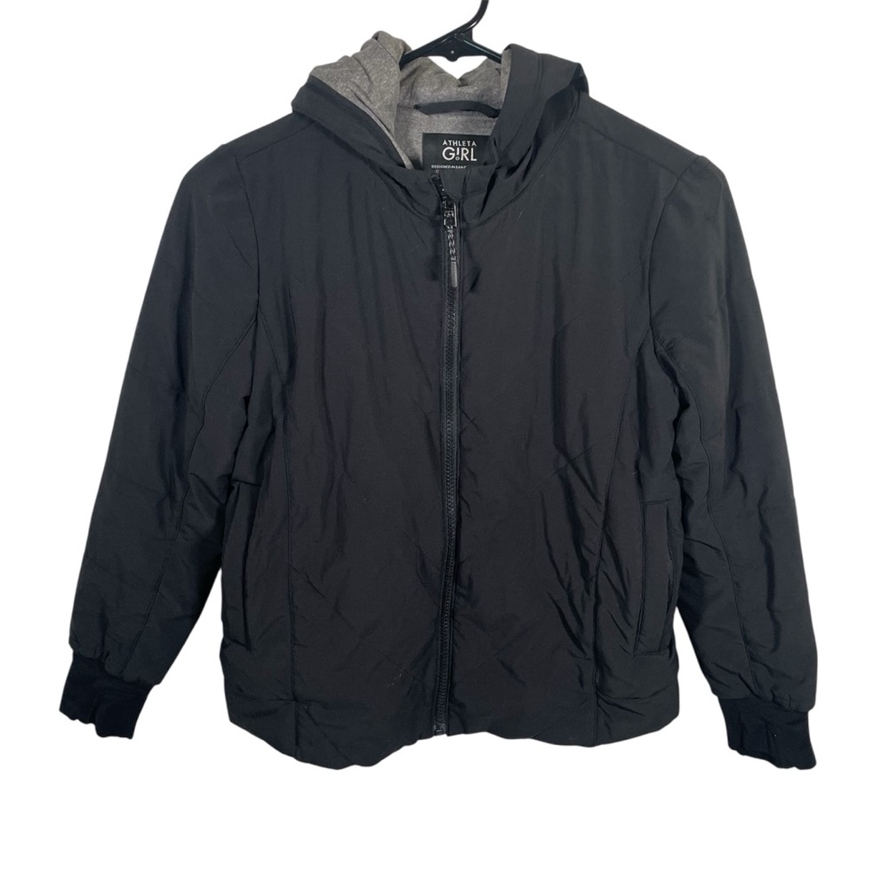 Athleta Girls Jump to It Jacket Girls Medium 8-10 Black Zip Pockets Lined